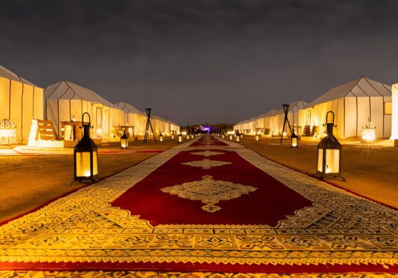 Luxury Sahara desert camp on the 3-day desert tour from Marrakech to Fes.