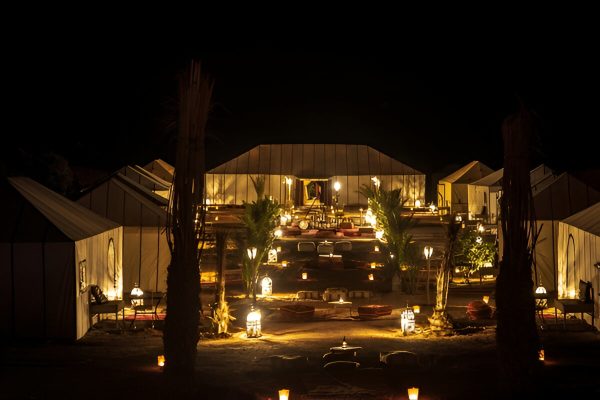 Luxury desert camp in Merzouga during 3 day Sahara tour from Marrakech