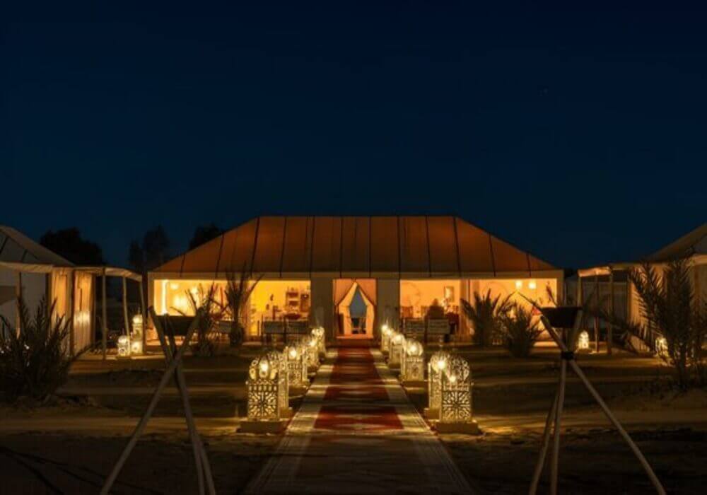 Luxury desert camp in the Sahara during a private desert tour from Ouarzazate