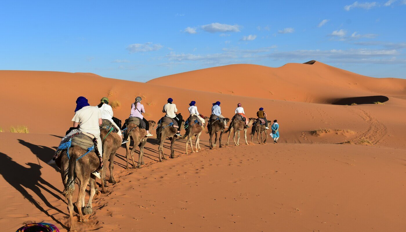 Camel ride during a 3-day Marrakech to Merzouga desert tour