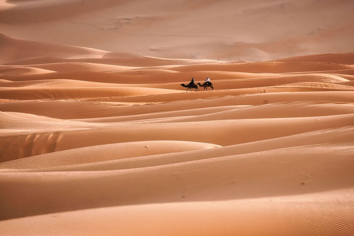 Erg Chigaga dunes and luxury desert camp in Morocco