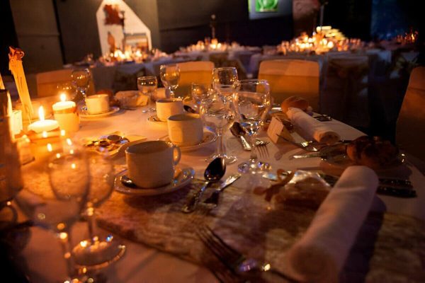 Traditional Moroccan dinner at a luxury desert camp in Merzouga